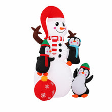 1.85M Snowman with Penguins Christmas Inflatable with Rotating LED Lights