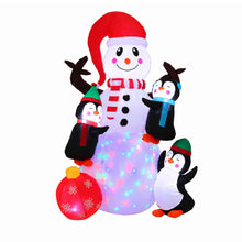 1.85M Snowman with Penguins Christmas Inflatable with Rotating LED Lights