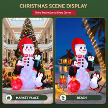 1.85M Snowman with Penguins Christmas Inflatable with Rotating LED Lights