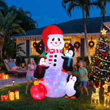 1.85M Snowman with Penguins Christmas Inflatable with Rotating LED Lights
