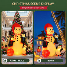 1.8M Snowman Inflatable with Penguins & Warm White LED Lights