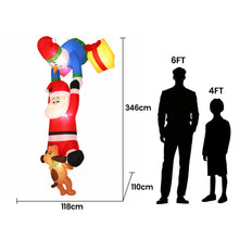 3.5M Hanging Santa with Reindeer Christmas Inflatable with LED Lights
