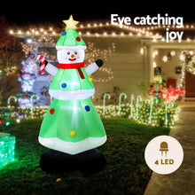 2.75M Snowman Christmas Tree Inflatable with Candy Cane & LED Lights