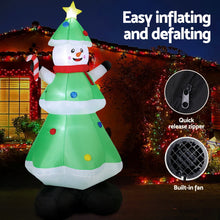 2.75M Snowman Christmas Tree Inflatable with Candy Cane & LED Lights