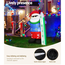 1.6M Santa with Surfboard Christmas Inflatable with LED Lights