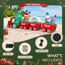 3.65M Santa Christmas Train Inflatable with Gingerbread Man, Snowman & Penguin