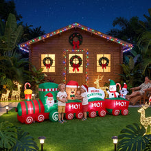 3.65M Santa Christmas Train Inflatable with Gingerbread Man, Snowman & Penguin