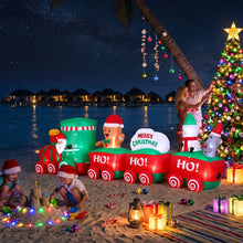 3.65M Santa Christmas Train Inflatable with Gingerbread Man, Snowman & Penguin