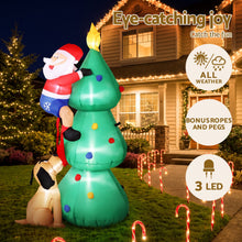 1.8M Inflatable Santa Climbing Christmas Tree with Dog & LED Lights