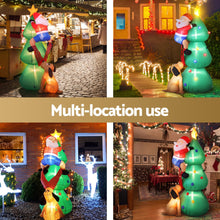 1.8M Inflatable Santa Climbing Christmas Tree with Dog & LED Lights