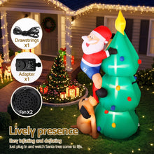 1.8M Inflatable Santa Climbing Christmas Tree with Dog & LED Lights