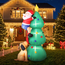 1.8M Inflatable Santa Climbing Christmas Tree with Dog & LED Lights