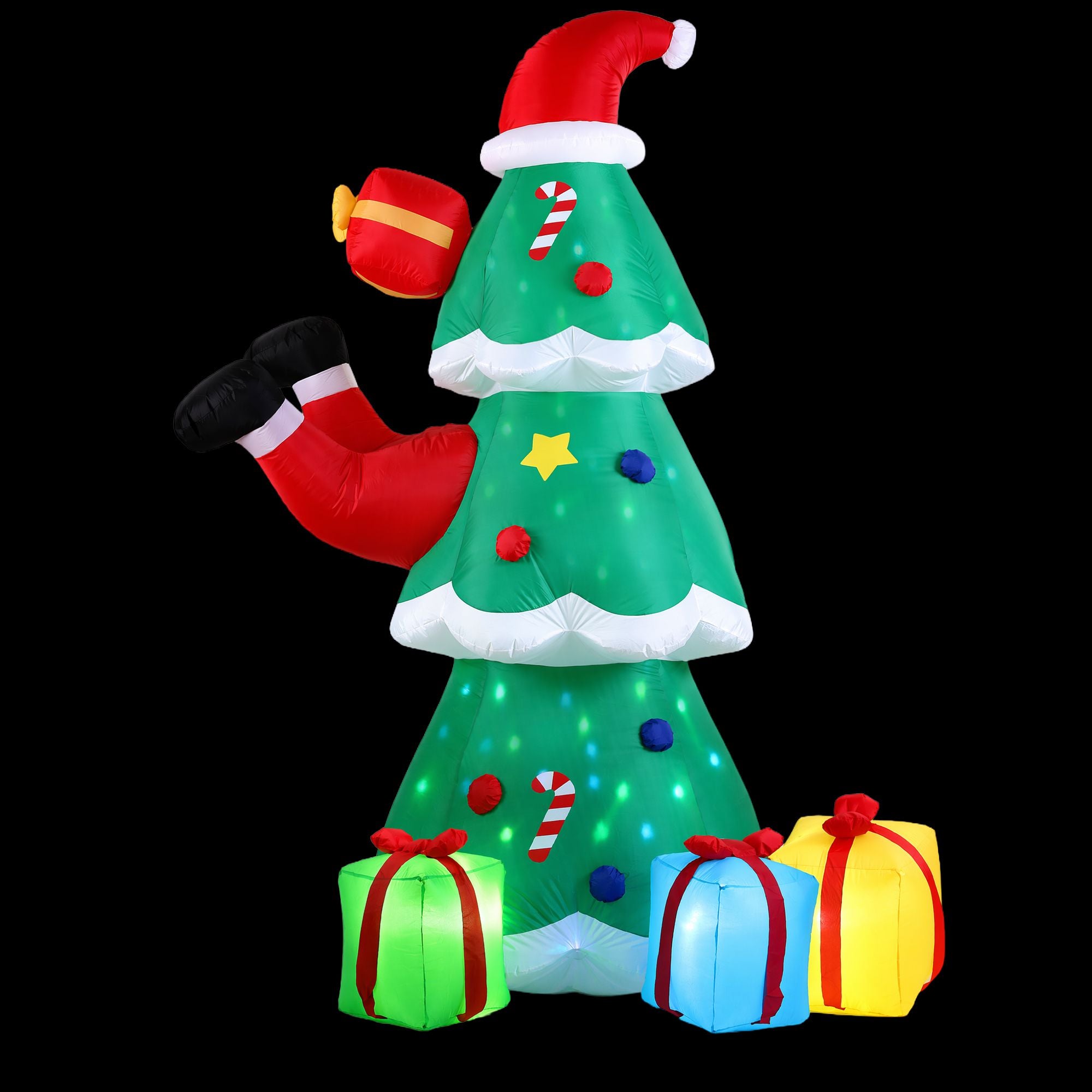 2.5M Santa & Christmas Tree Inflatable with Flashing LED Lights