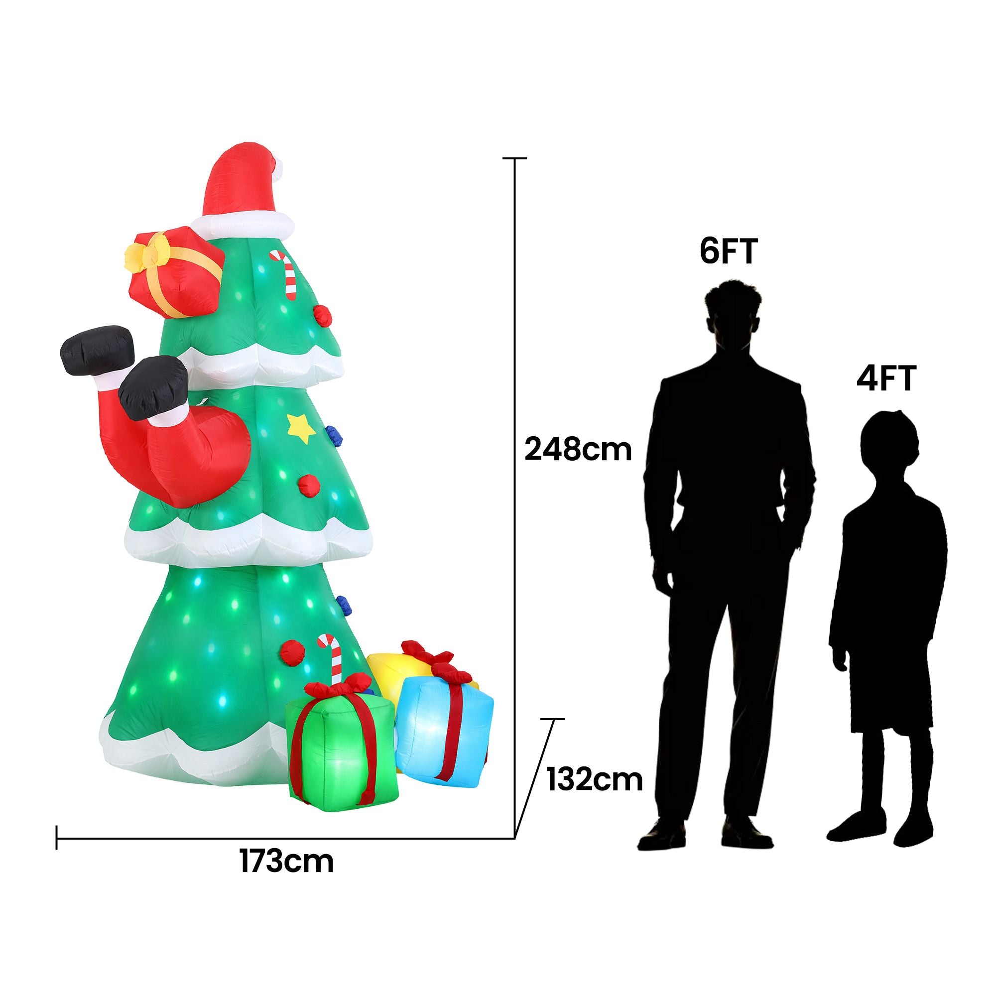 2.5M Santa & Christmas Tree Inflatable with Flashing LED Lights