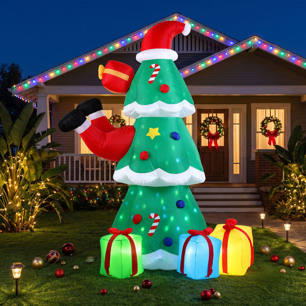 2.5M Santa & Christmas Tree Inflatable with Flashing LED Lights