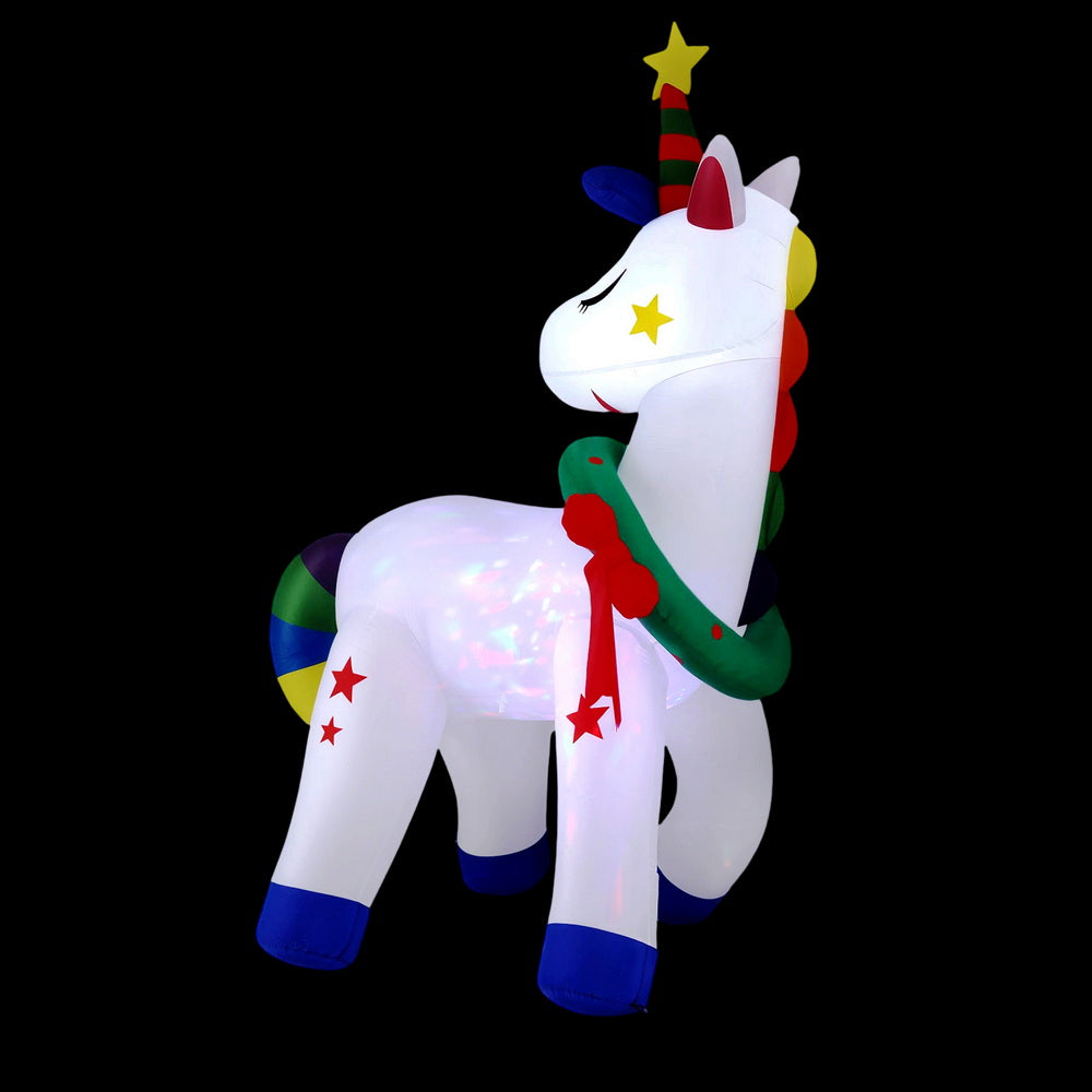 1.8M Christmas Unicorn Inflatable with LED Lights