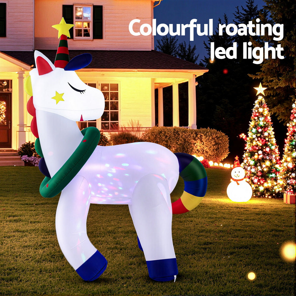 1.8M Christmas Unicorn Inflatable with LED Lights