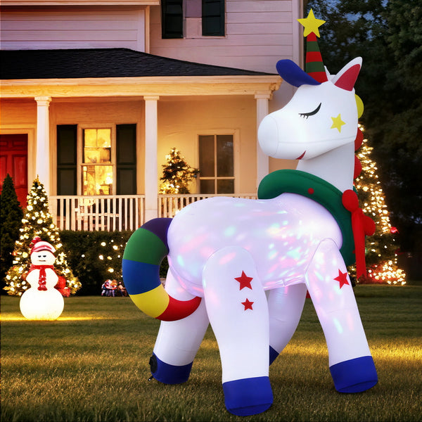1.8M Christmas Inflatable Unicorn Display – LED Lights