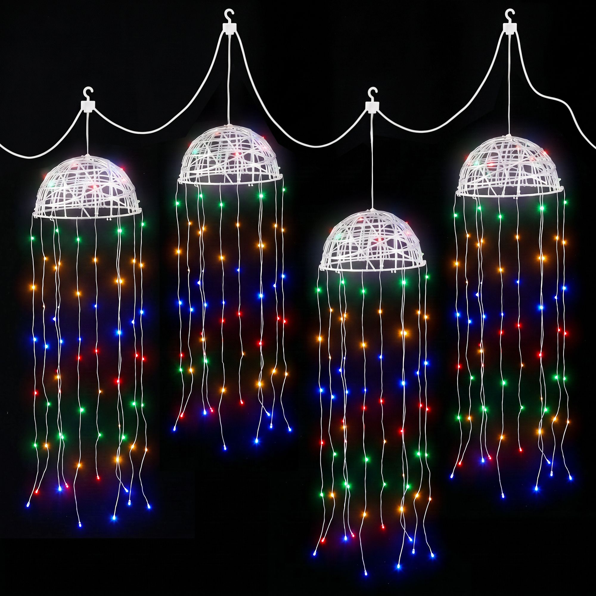20CM Solar Jellyfish Christmas Lights with 224 Multicolour LED Lights – 4 Pack