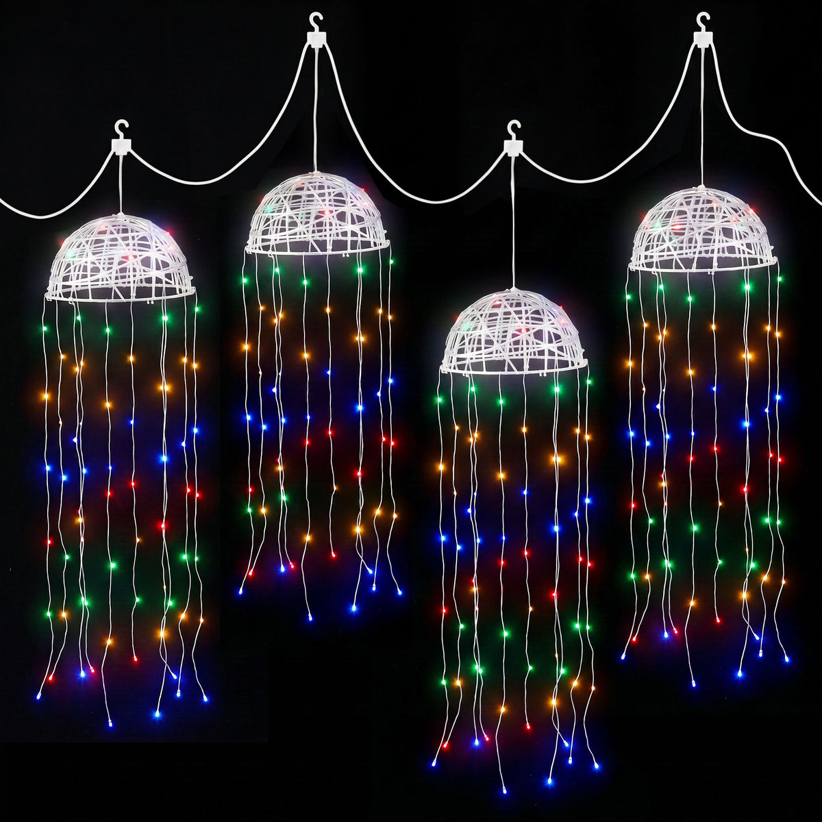 20CM Solar Jellyfish Christmas Lights with 224 Multicolour LED Lights – 4 Pack