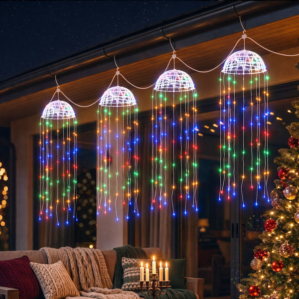 20CM Solar Jellyfish Christmas Lights with 224 Multicolour LED Lights – 4 Pack