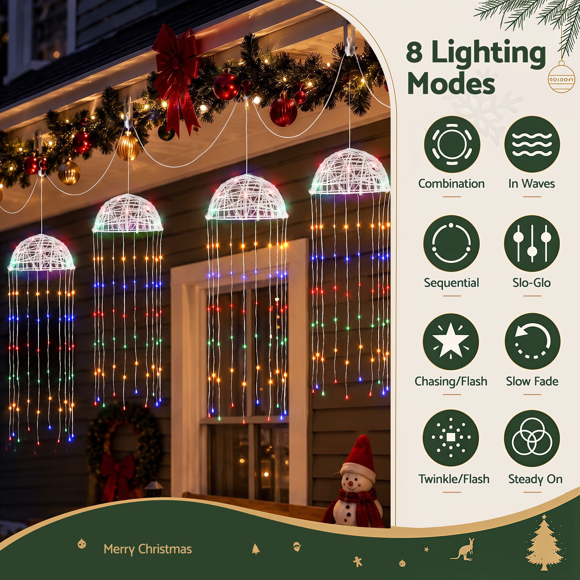20CM Solar Jellyfish Christmas Lights with 224 Multicolour LED Lights – 4 Pack
