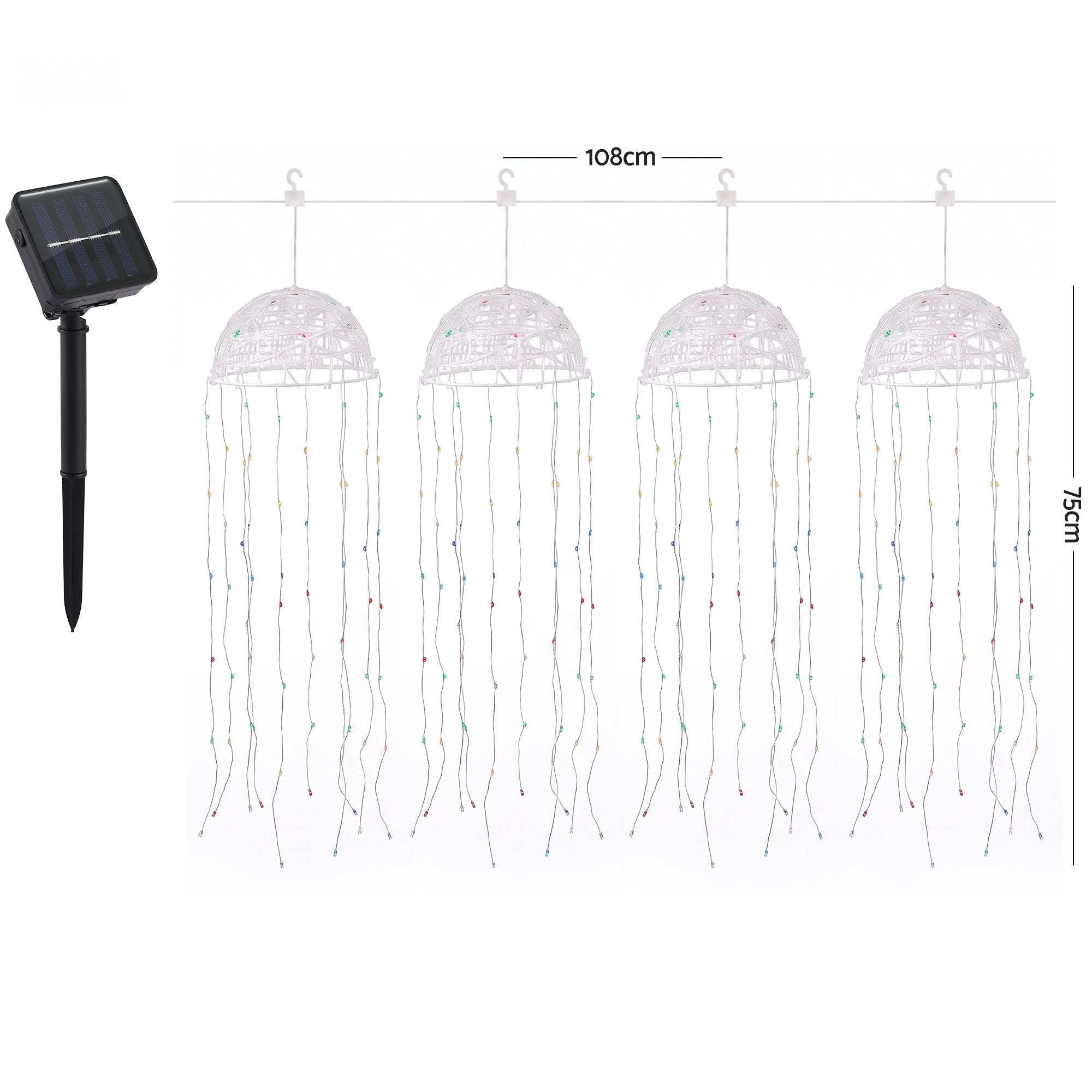 20CM Solar Jellyfish Christmas Lights with 224 Multicolour LED Lights – 4 Pack