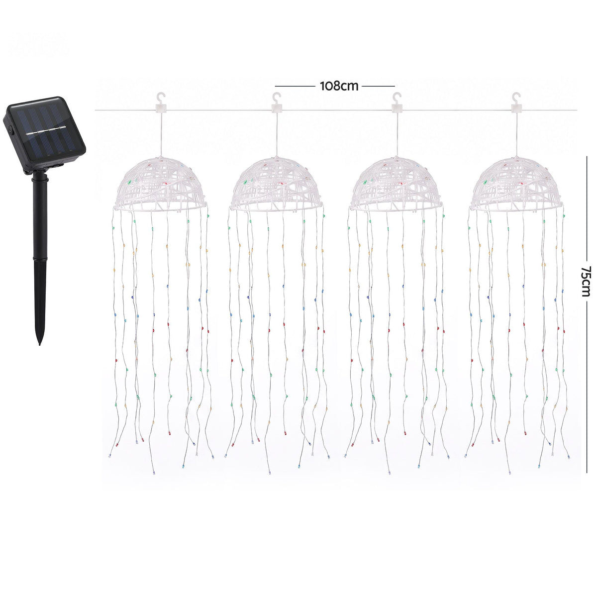 20CM Solar Jellyfish Christmas Lights with 224 Multicolour LED Lights – 4 Pack