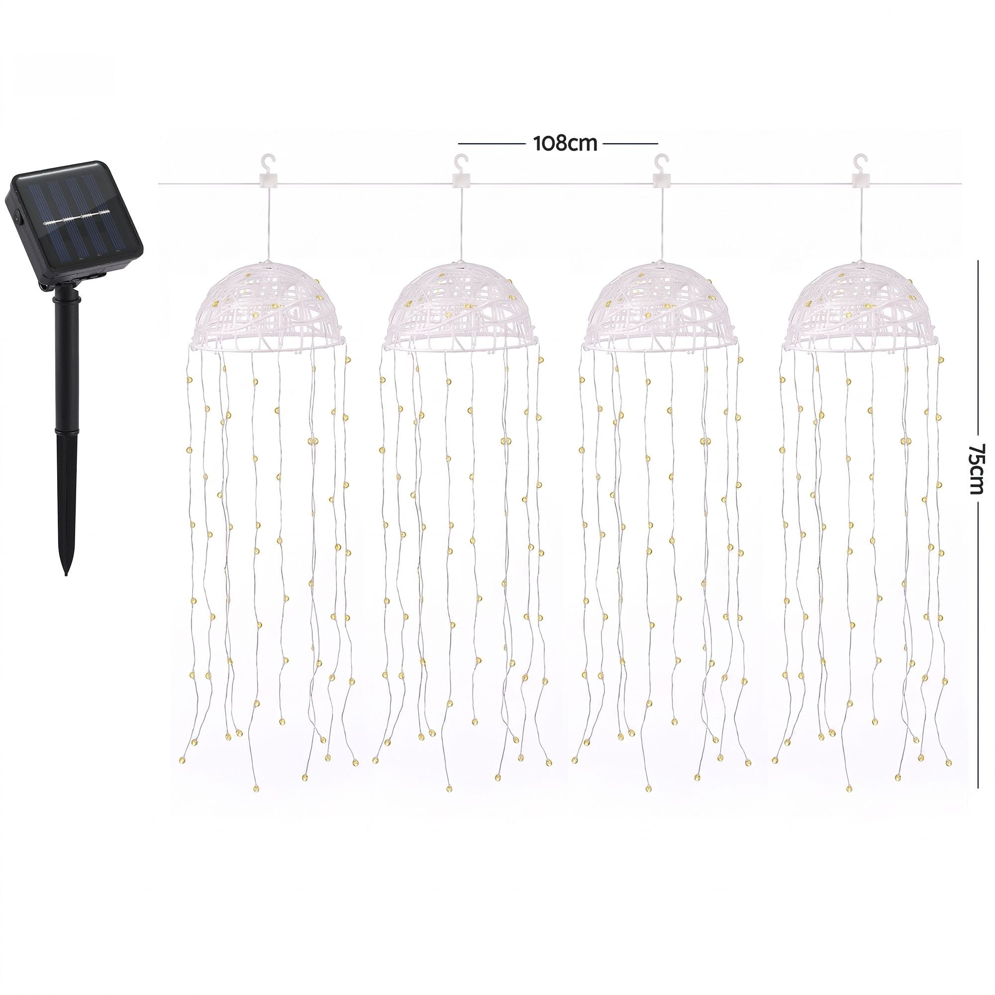20CM Solar Jellyfish Christmas Lights with 224 Warm White LED Lights – 4 Pack