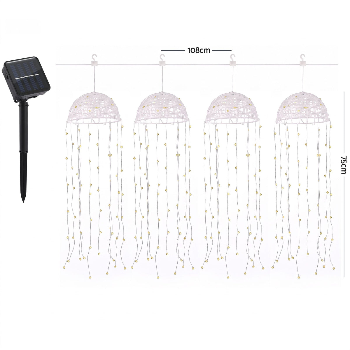 20CM Solar Jellyfish Christmas Lights with 224 Warm White LED Lights – 4 Pack
