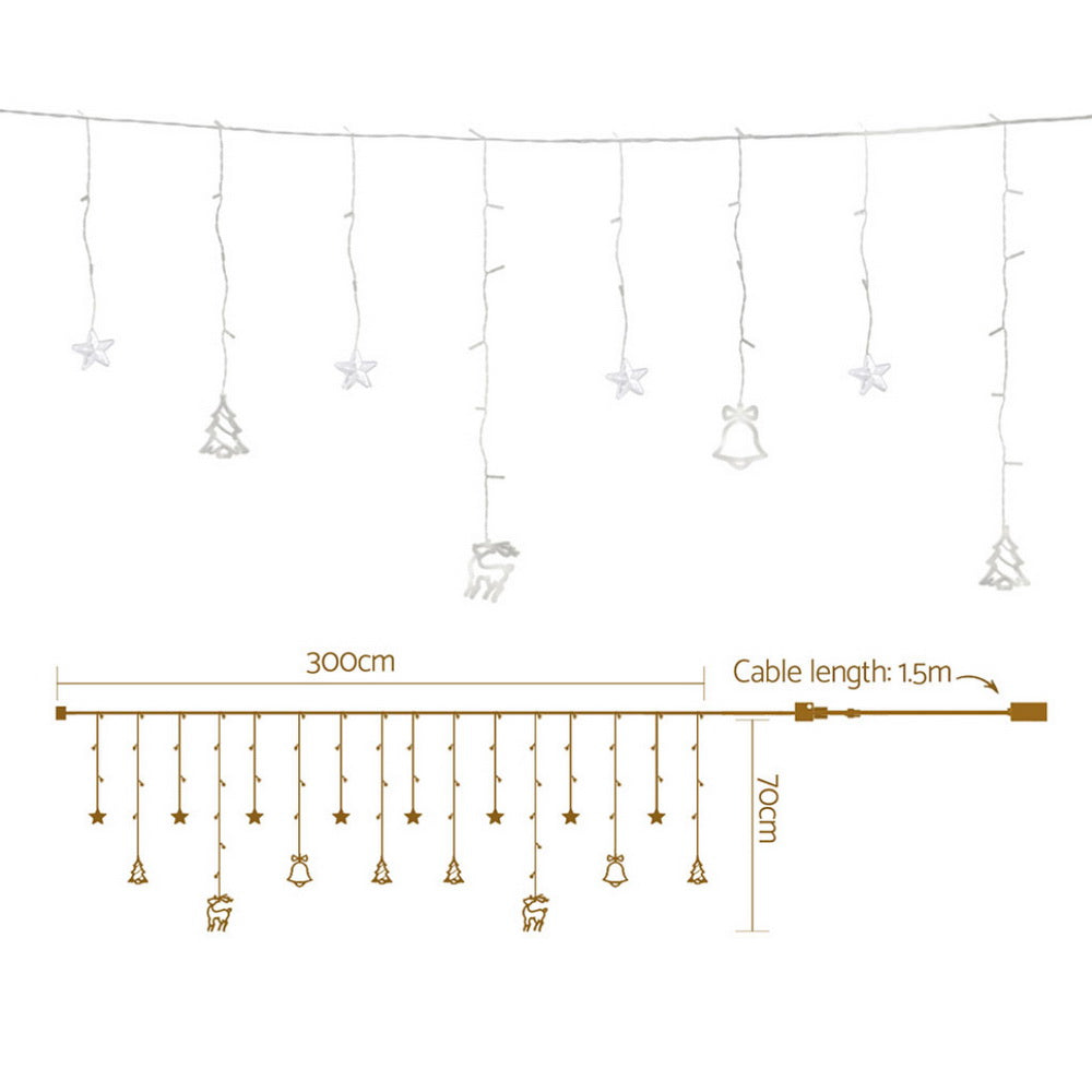 3M Ornament Icicle Lights with 138 Warm White LEDs