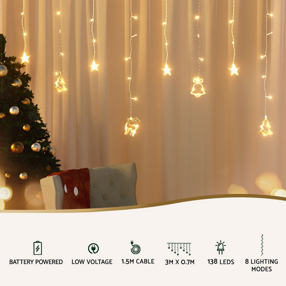 3M Ornament Icicle Lights with 138 Warm White LEDs
