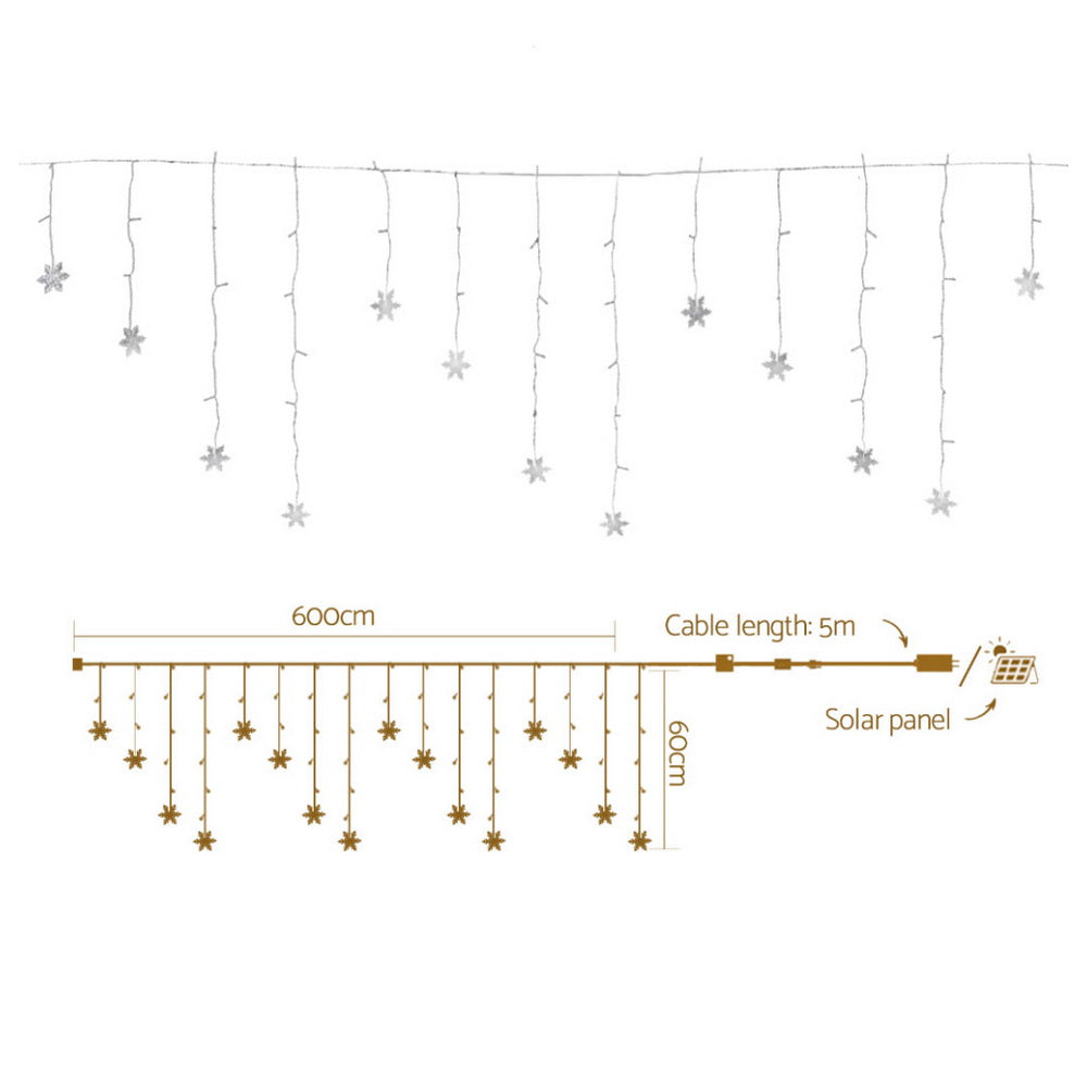 6M Snowflake Icicle Lights with 160 Cool White LEDs