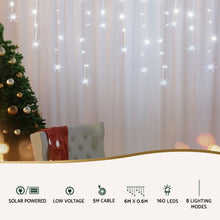 6M Snowflake Icicle Lights with 160 Cool White LEDs