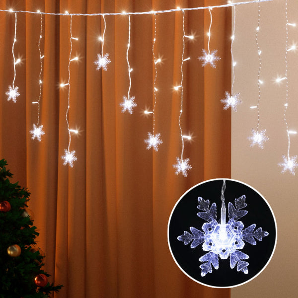 6M Solar Icicle Christmas Lights – 32 Drops 160 Cold White LEDs