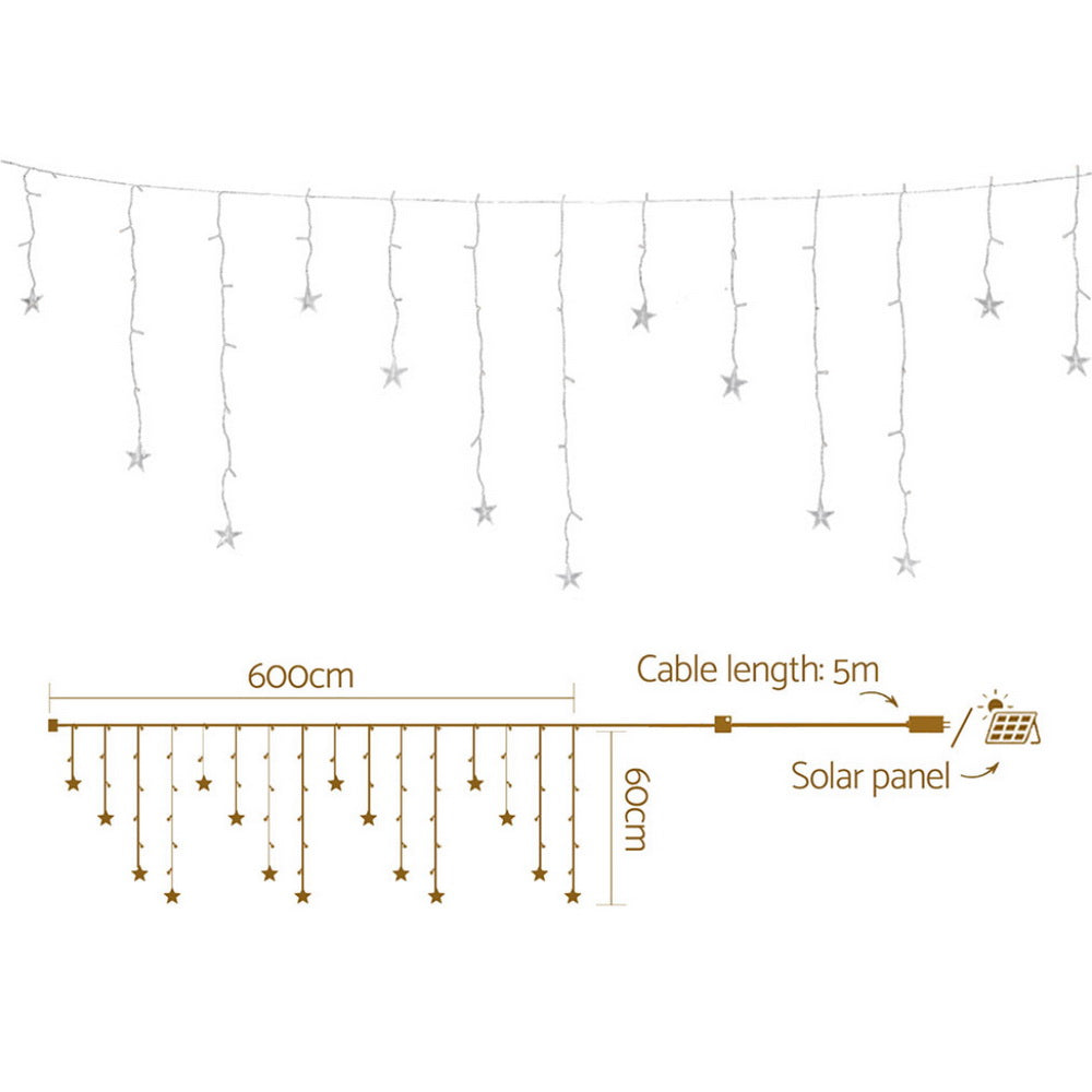6M Solar Star Icicle Lights with 160 Warm White LEDs