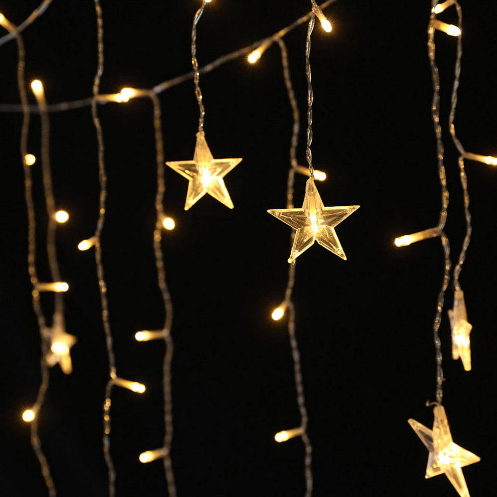 6M Solar Star Icicle Lights with 160 Warm White LEDs