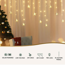 6M Solar Star Icicle Lights with 160 Warm White LEDs