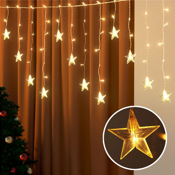 6M Solar Icicle Christmas Lights – 32 Drops 160 Warm White LEDs