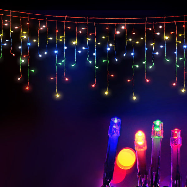 12.5M Solar Icicle Christmas Lights with 500 Multi-Colour LEDs