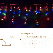 12.5M Solar Icicle Christmas Lights with 500 Multi-Colour LEDs
