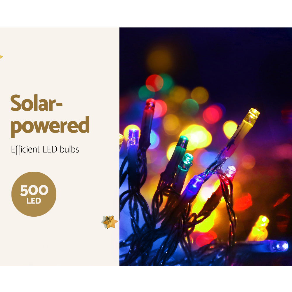 12.5M Solar Icicle Christmas Lights with 500 Multi-Colour LEDs