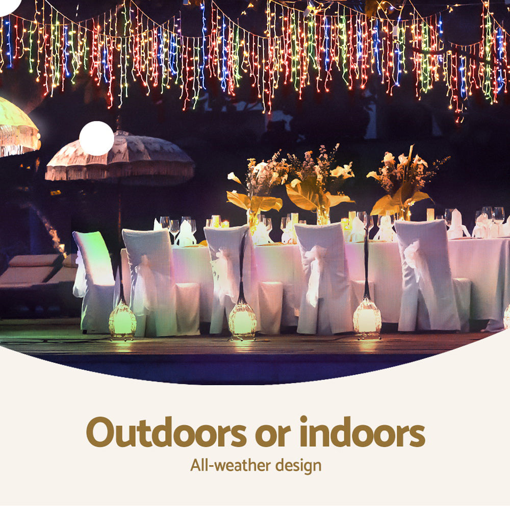 12.5M Solar Icicle Christmas Lights with 500 Multi-Colour LEDs