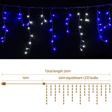 20M Icicle Christmas Lights with 800 Blue & White LEDs