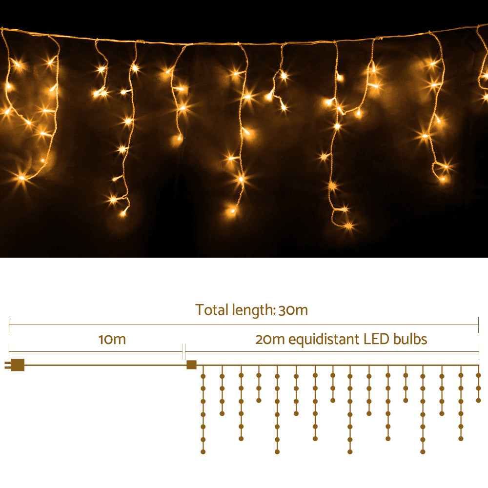 20M Icicle Christmas Lights with 800 Warm White LEDs