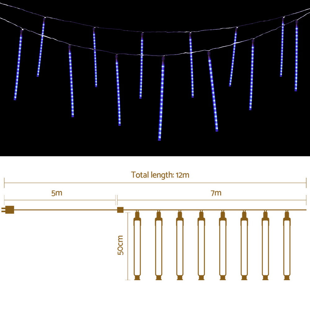 7M Blue LED Meteor Shower Icicle Christmas Lights – 288 LEDs