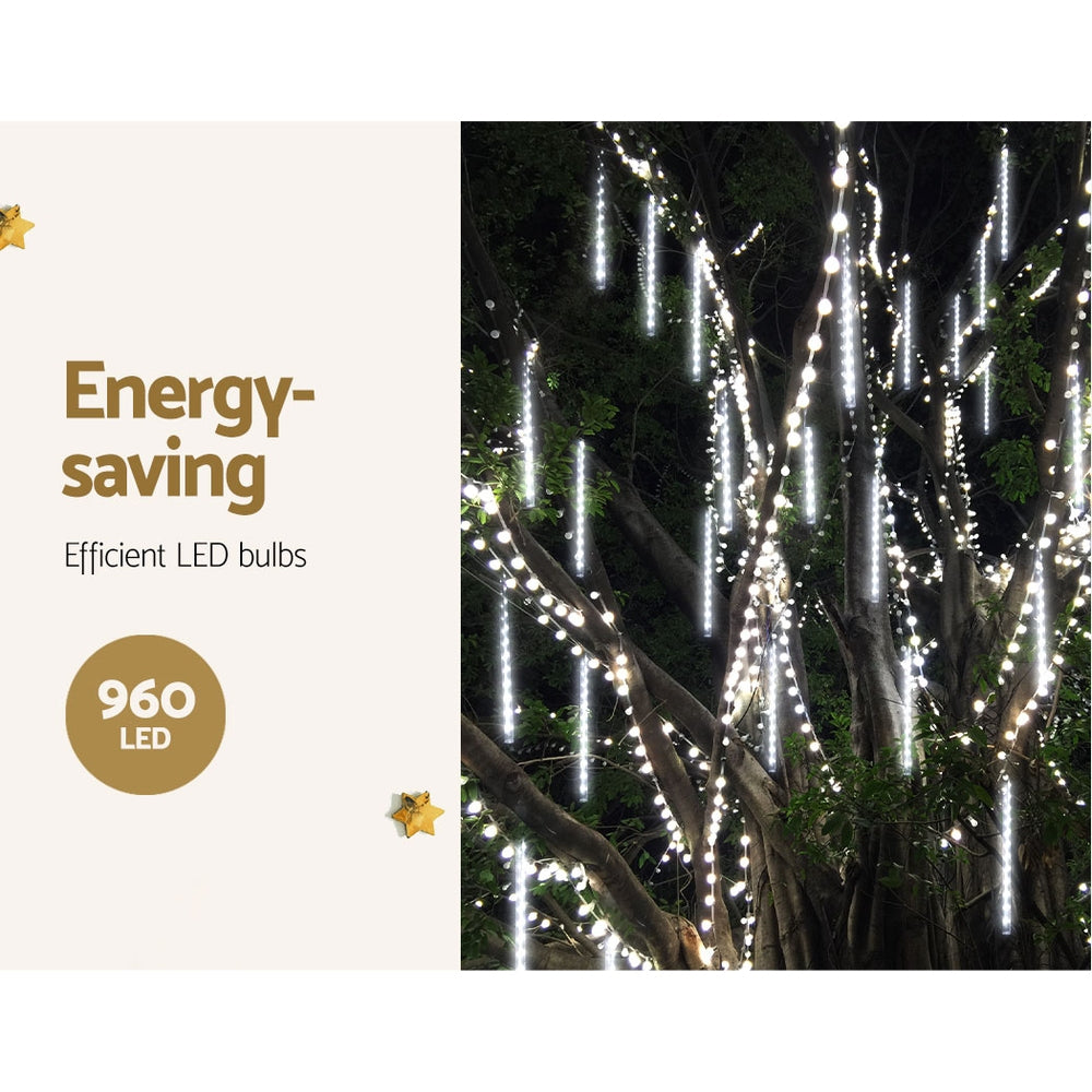 12M Meteor Shower Lights with 960 Cool White LEDs