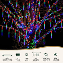 7M Meteor Shower Christmas Tube Lights with 288 Colour LEDs