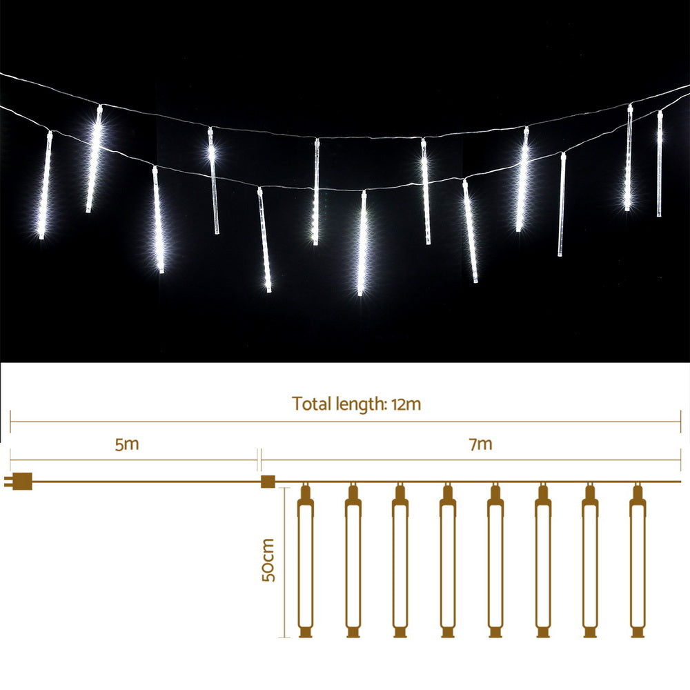 7M Meteor Shower Christmas Tube Lights with 288 White LEDs