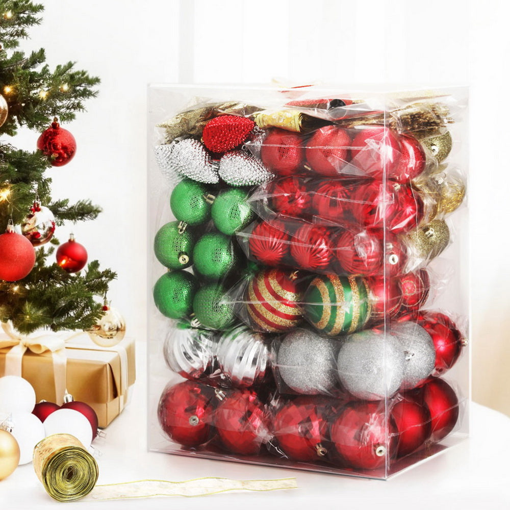 155PCS Christmas Bauble Ornament Set – Red & Green Shatterproof